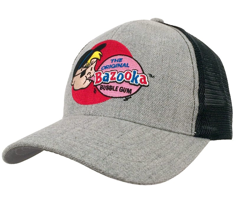 Tee Luv Bazooka Bubble Gum Candy Hat - Retro Bazooka Joe Cartoon Baseball Cap (Gray and Black) - Image 1